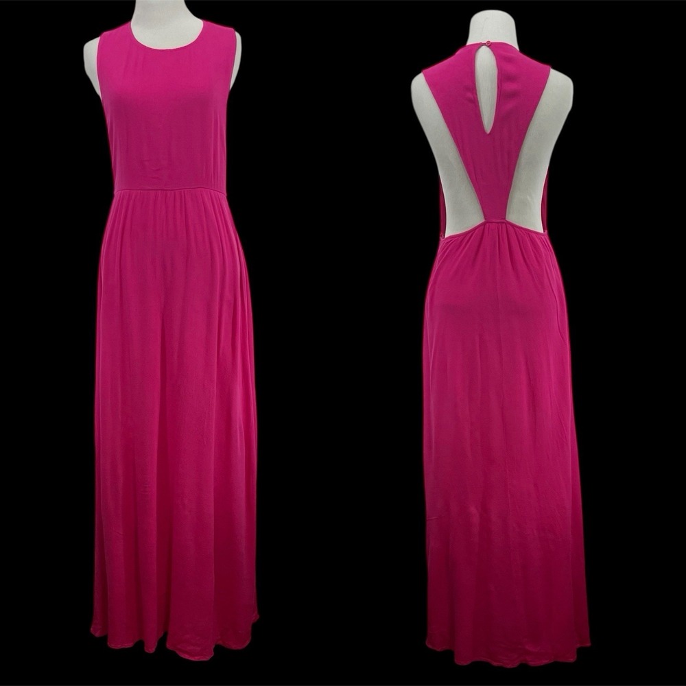Gianni Bini Size S/M Open Back Maxi Dress‎ Hot Pink Chic Daytime Event Sleek GB